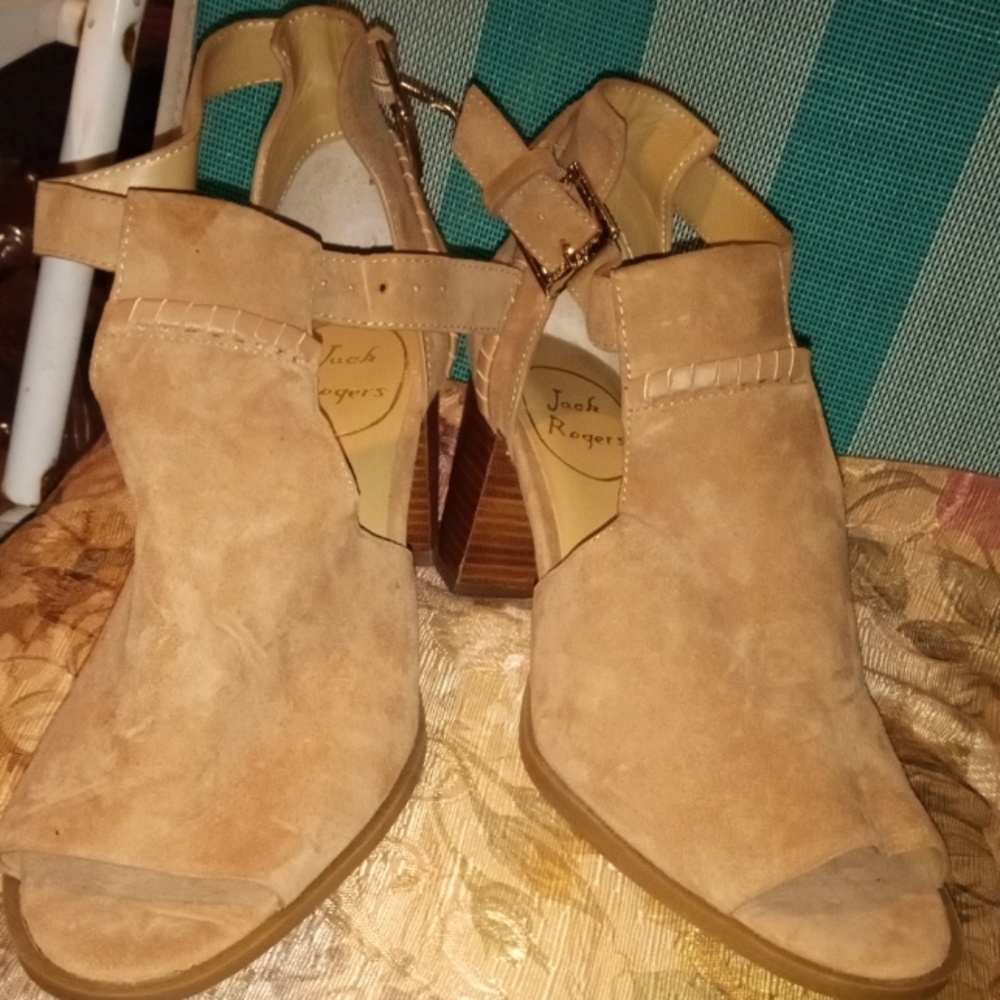 Jack Rogers peep toe suede bootie